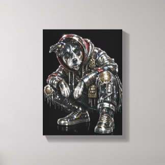 Disco Dog Canvas Väggkonst – Modern Mosaik Valp Ar