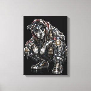 Disco Dog Canvas Väggkonst – Modern Mosaik Valp Ar