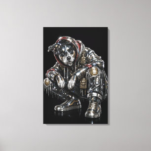 Disco Dog Canvas Väggkonst – Modern Mosaik Valp Ar