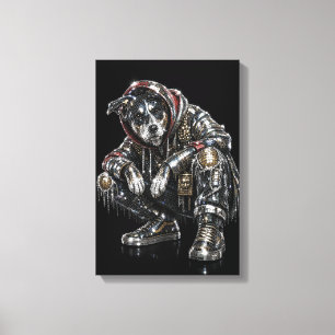 Disco Dog Canvas Väggkonst – Modern Mosaik Valp Ar