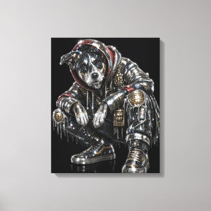 Disco Dog Canvas Väggkonst – Modern Mosaik Valp Ar