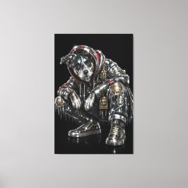 Disco Dog Canvas Väggkonst – Modern Mosaik Valp Ko
