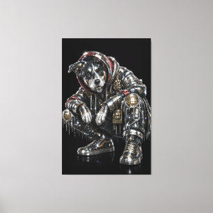 Disco Dog Canvas Väggkonst – Modern Mosaik Valp Ko