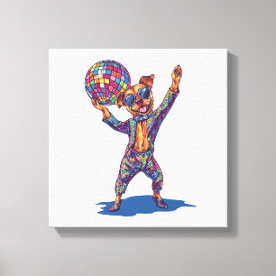 Disco Dog Delight � Rolig 70-tals festhund Canvastryck