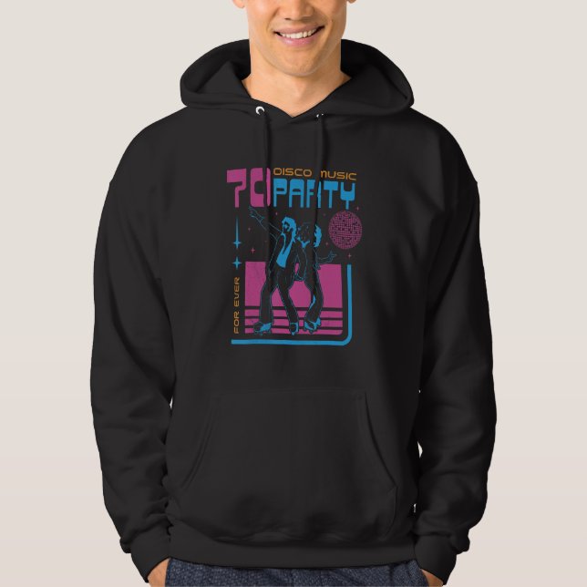 Disco Feeling for ever Dancing Seventies Party Hoodie (Framsida)