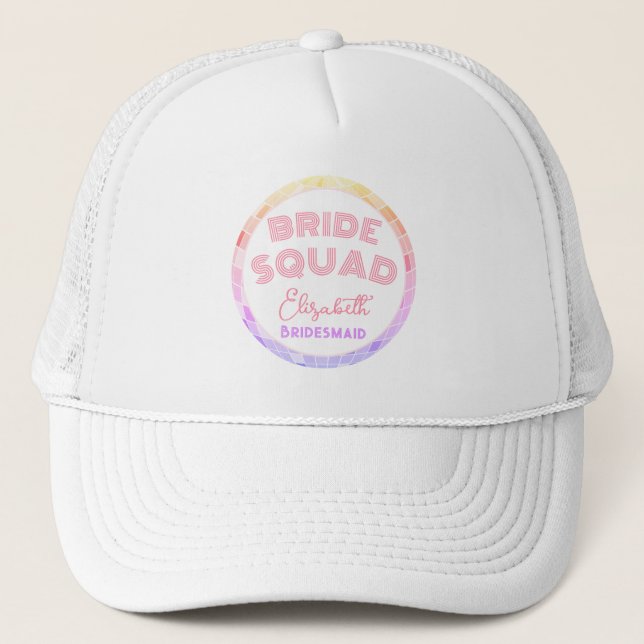 Disco Fever Bachelorette Bride Squad Bridesmaid Keps (Framsida)