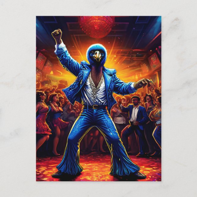 Disco Fever Ostrich Vykort (Framsida)