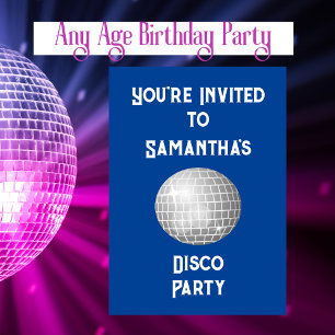 Disco Födelsedagsfest i alla åldrar Disco Boll Inbjudningar