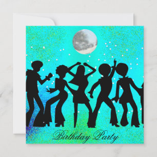 Disco födelsedagsfest inbjudan teal