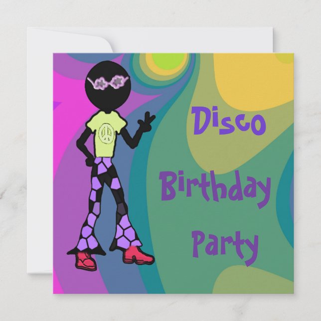 Disco födelsedagsfest inbjudningar (Framsida)