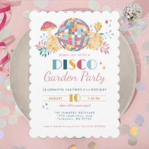Disco Garden Party 70:e födelsedag Inbjudningar