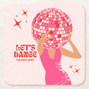 Disco Girl Underlägg Papper Kvadrat