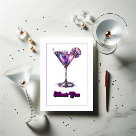 Disco Glam Retro Martini Galaxy Glas Design Tack Kort