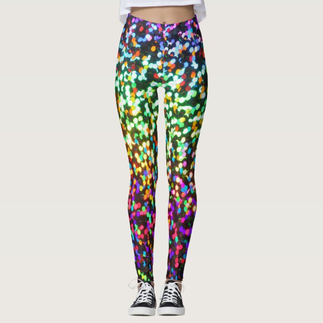 Disco Glitter Rave mönster Leggings (Framsida)