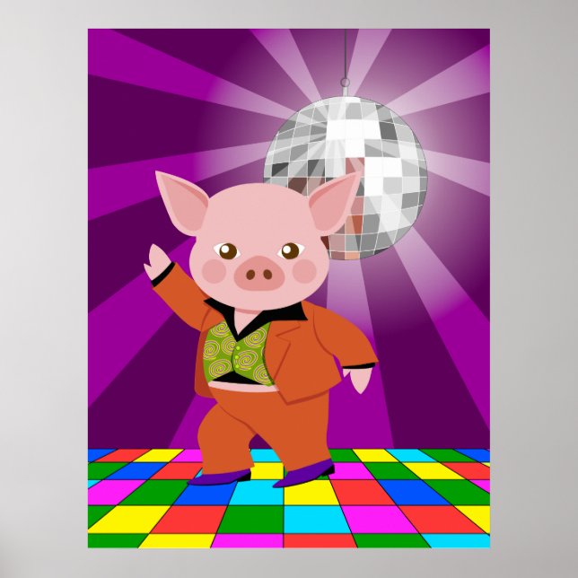 Disco gris på dansen golv poster (Framsidan)