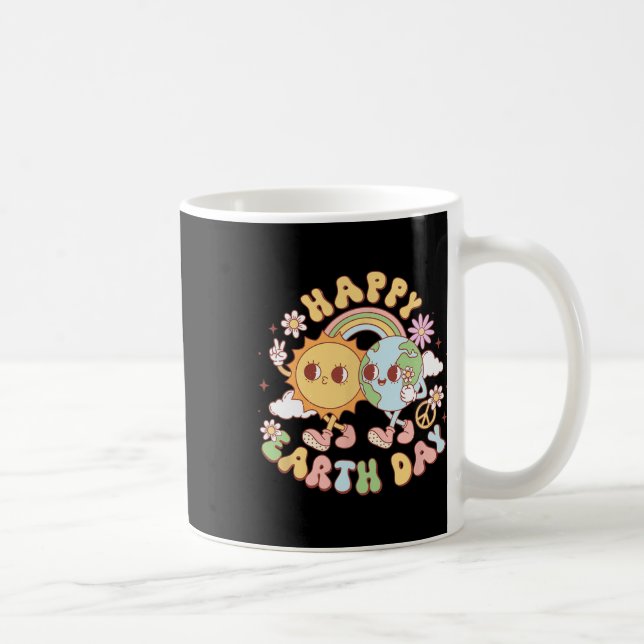 Disco Groovy Lycklig Earth Day Peace Sol and Earth Kaffemugg (Höger)