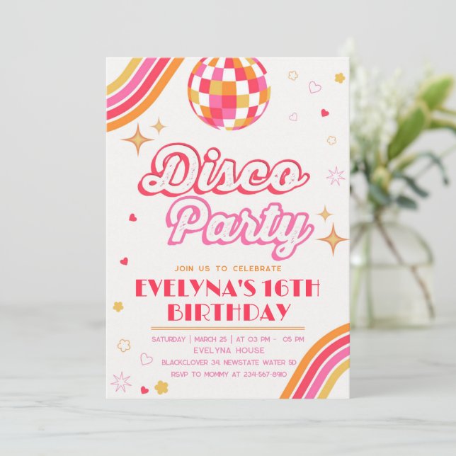 Disco Groovy Party-inbjudan Inbjudningar (Stående Fram)