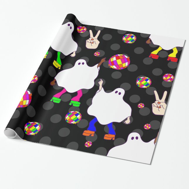 disco halloween african spöksvart presentpapper (Utrullad)