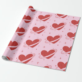 Disco Heart Saturn Ring Retro Rymd Rosa Present Presentpapper