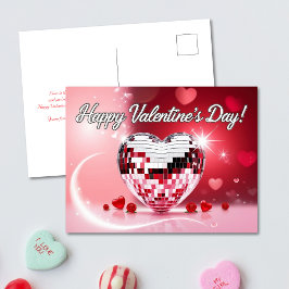 Disco Heart Valentine Day Card Helg Vykort