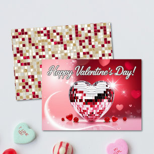 Disco Heart Valentines kort
