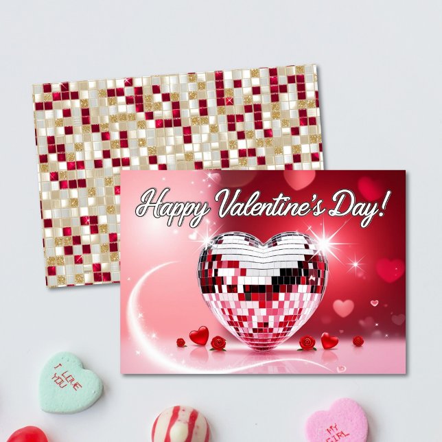 Disco Heart Valentines kort (Disco Heart Valentine's Card)