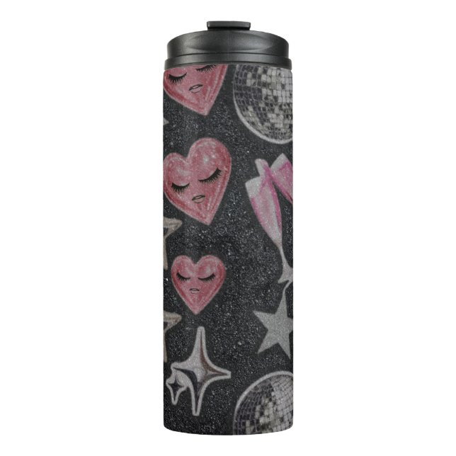 Disco Hearts Travel Tumbler – Chic Glam Drinkware (Framsida)