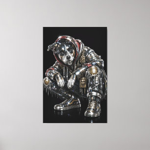 Disco Hund Canvas Väggkonst – Modern Mosaik Valp A