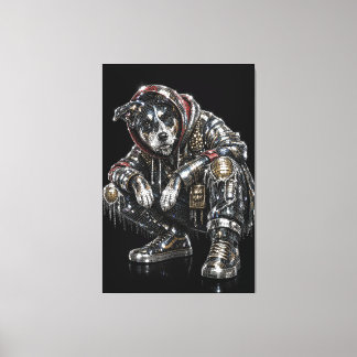 Disco Hund Canvas Väggkonst – Modern Mosaik Valp A