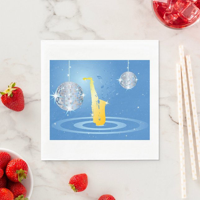 Disco Jazz Saxophone Sparkling Spegel Bollar Pappersservett (Skapare uppladdad)