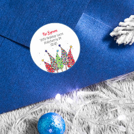 Disco Julgranar Returadress Runt Klistermärke