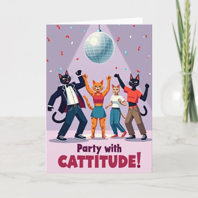 Disco Katt Födelsedagskort Kort (Framsida)