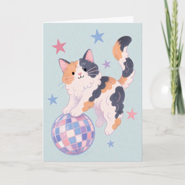Disco Katt Hälsning Kort (Framsida)