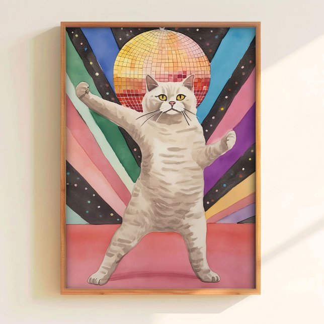 Disco Katt Tryck Rolig Affisch Disco Tryck Rolig K (Skapare uppladdad)