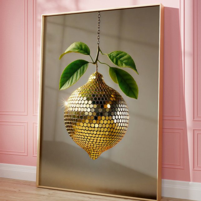 Disco Lemon Wall Art, Aesthetic Pop Art Home Poster (Disco Ball)