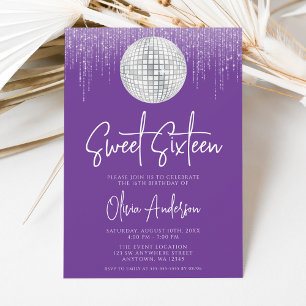 Disco-ljus Silver Royal Lila Sweet 16 Inbjudningar