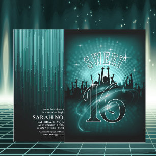 Disco Ljus Sweet 16 Teal ID777 Inbjudningar