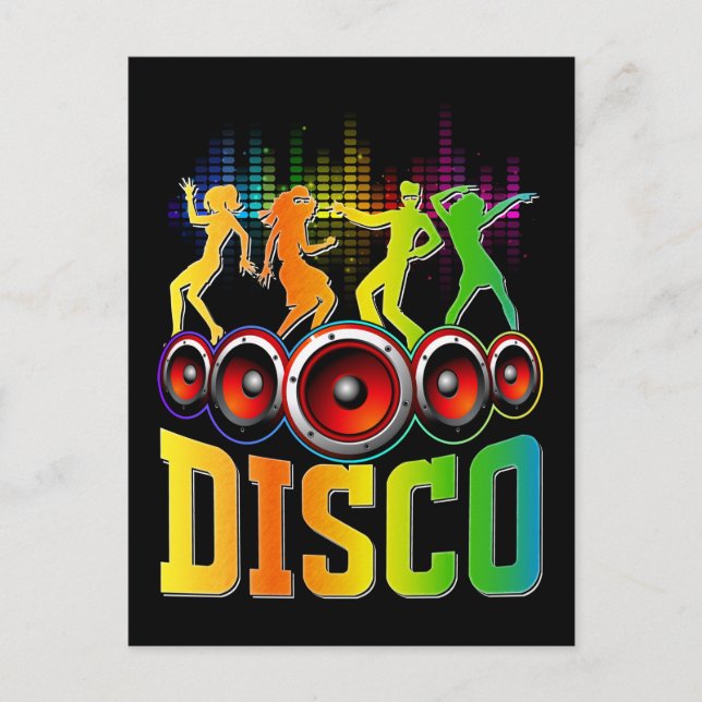 Disco Music 80s 90s Party Groove Funky Music Vykort (Framsida)