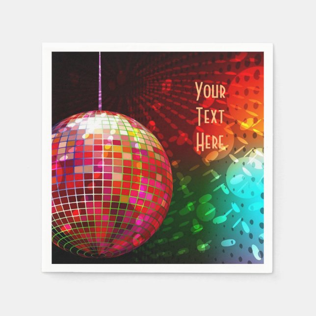 Disco Night 70's Retro Disco Boll Napkins Pappersservett (Framsidan)