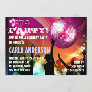 Disco Night Glam Birthday/Bachelorette Party Inbjudningar