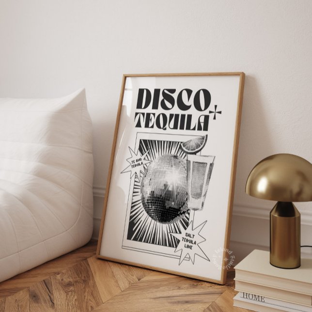 Disco och Tequila Bar Cart Affisch (Disco and Tequila Bar Cart Poster)
