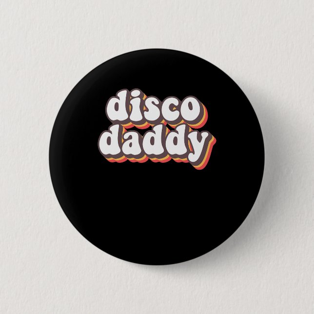 Disco pappa Groovy Retro Hippie 70s Disco Outfinit Knapp (Framsida)