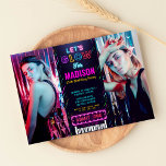Disco party Biljett Pass 25:e födelsedag Inbjudningar<br><div class="desc">Fira din födelsedagsfest med vår inbjudan till Neon Glow biljett. futuristiskan biljett pass Features låt oss glöd på mörkens bakgrund med två utbytbara foton. Denna moderna och sofistikerade utformning är perfekt för nattklubb party,  party,  rulldisco eller glöd party.</div>