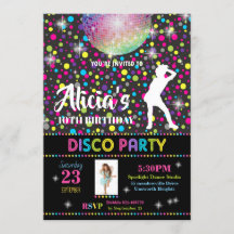 Disco Party bjudande Girl Dance Birthday Inbjudan