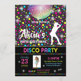 Disco Party bjudande Girl Dance Birthday Inbjudan