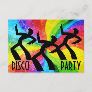 Disco Party - Dancing People and Rainbow Swirls Inbjudningar