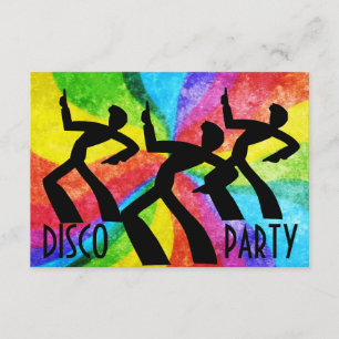 Disco Party - Dancing People and Rainbow Swirls Inbjudningar