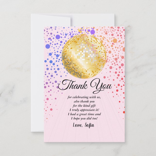 Disco party dans party 70-talet guld-disco boll tack kort (Framsida)