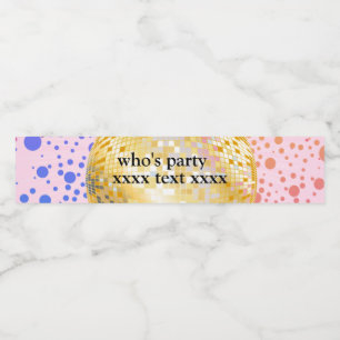 Disco party dans party 70-talet guld-disco boll vattenflaska etikett