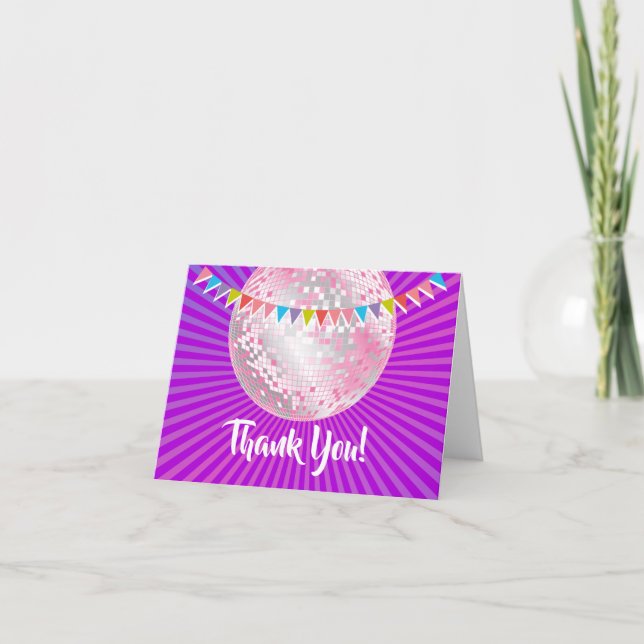 Disco party, glitter, dans, party tack för ditt ko kort (Framsida)